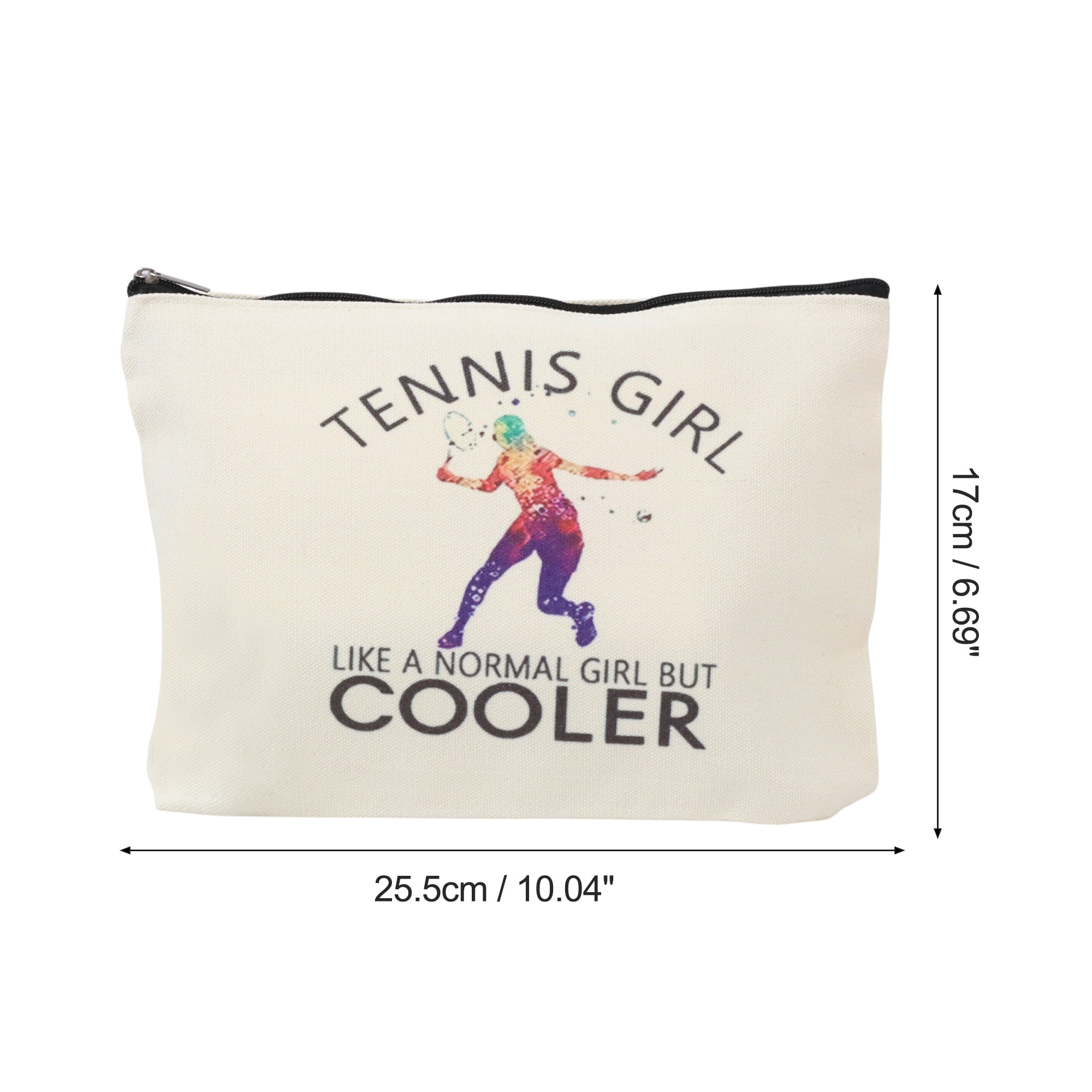 Unique Bargains 1 Pc Durable Tennis Figure Pattern Makeup Bag in Beige Color for Women