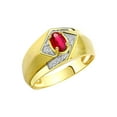 thumbnail image 3 of RYLOS Mens Rings 14K Yellow Gold Ring 6X4MM Oval Shape Gemstone & Diamond Ring Ruby July Birthstone Rings For Man Gold Rings Size 8, 3 of 7