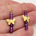 thumbnail image 2 of Butterfly and Natural Faceted Amethyst 14K Gold Filled Earrings. | 1 3/4" Long |, 2 of 9
