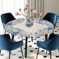 thumbnail image 5 of Elastic Fitted Round Tablecloth, Blue Coastal Waterproof Stretch Table Cover for 55"-60" Tables, Summer Beach Starfish Nautical Eucalyptus Retro Washable Outdoor Tablecloths for Patio, Picnic, 5 of 9