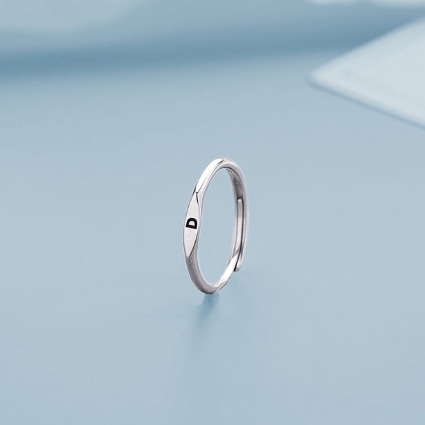 Anillo de plata 925 con 26 letras, diseño de nicho femenino, anillo con elemento de lujo, anillo abierto para dedo índice