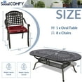 thumbnail image 6 of 9-Piece Patio Cast Aluminum Dining Set, 8 Person Outdoor Dining Furniture Set, includes 84" Oval Table and 8 Cushioned Chairs with Umbrella Hole for Patio Deck Garden, Red, 6 of 7