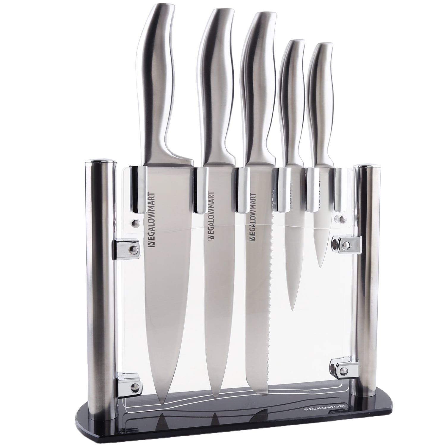 MEGALOWMART Professional 6 Piece Stainless Steel Kitchen Knife Set with