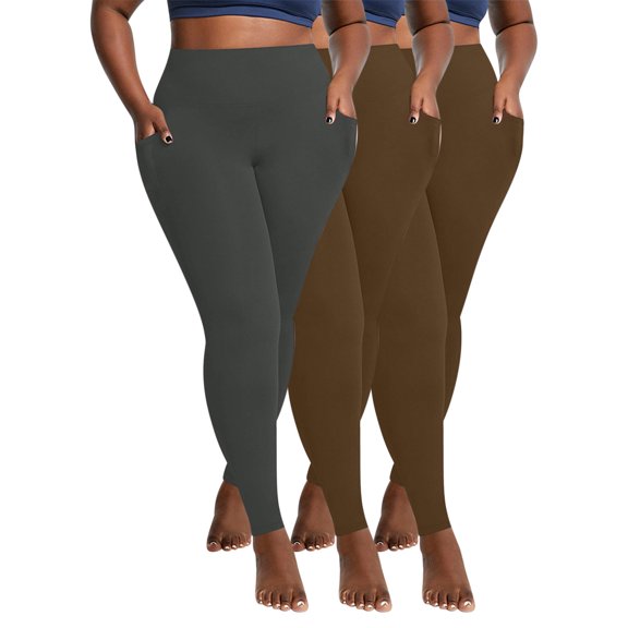 Maoxin Women's Leggings 3PC Women Oversized Pockets For Drying Tight Fitting Elastic Comfortable Fitness Pants Yoga Pants Workout Pants Women Gray 2XL