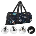 thumbnail image 5 of Xecao Space print Round Travel Duffel Bag is a foldable gym bag with an inner pocket, perfect for travel sports, 5 of 8