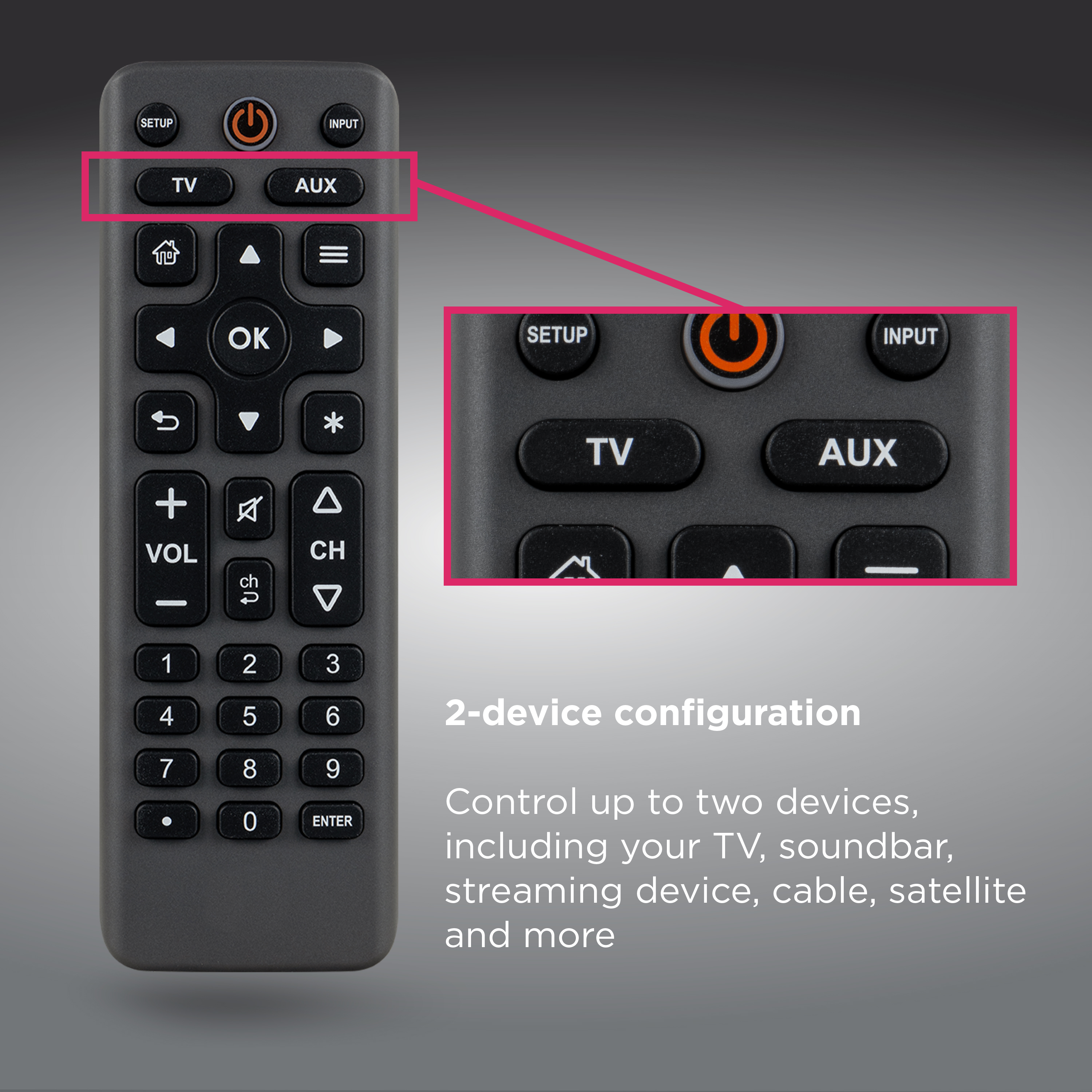 GE 2-Device Universal Remote Control, Charcoal photo 6