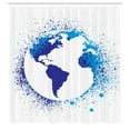 thumbnail image 3 of Ambesonne Abstract Shower Curtain, Globe Ink Effect Map, 69"Wx84"L, Blue White, 3 of 5