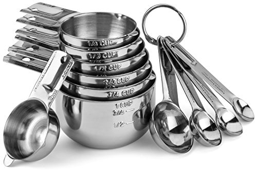11 Piece Measuring Set Stainless Steel 6 Measuring Cups /& 5 spoons stack