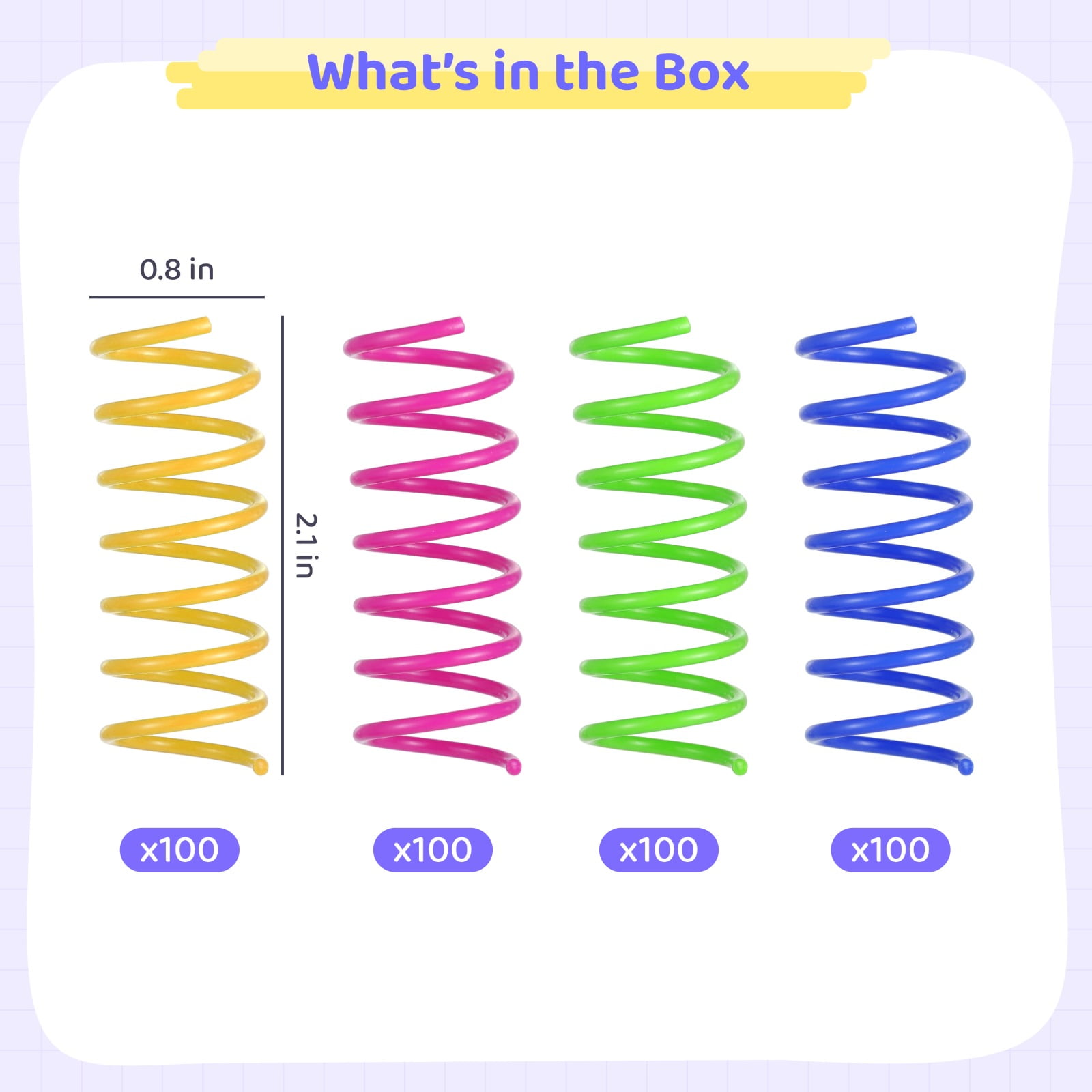 400 PCS Cat Spring Toys, Colorful Plastic Cat Spring Toy, Indoor Interactive Spring Coil, Elastic Bouncy Cat Toy, Interactive Spiral Toy for Cats Kittens Hunting Swatting Chasing Biting