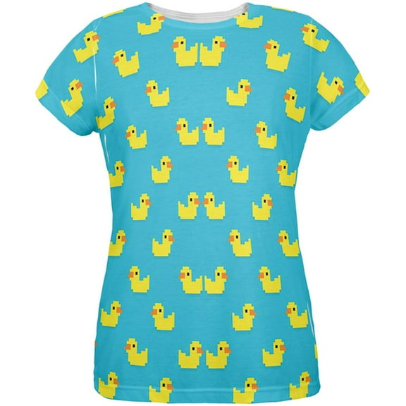 8 Bit Rubber Ducks All Over Womens T-Shirt - Medium