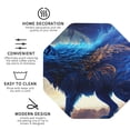 thumbnail image 3 of Lsque Moonlit Blue Wolf Pattern 4" Drink Coasters Set of 4, PVC Leather Absorbent Coasters, Table Coaster Set Decorative Coffee Cup Coasters Housewarming Gift -Octagon, 3 of 6