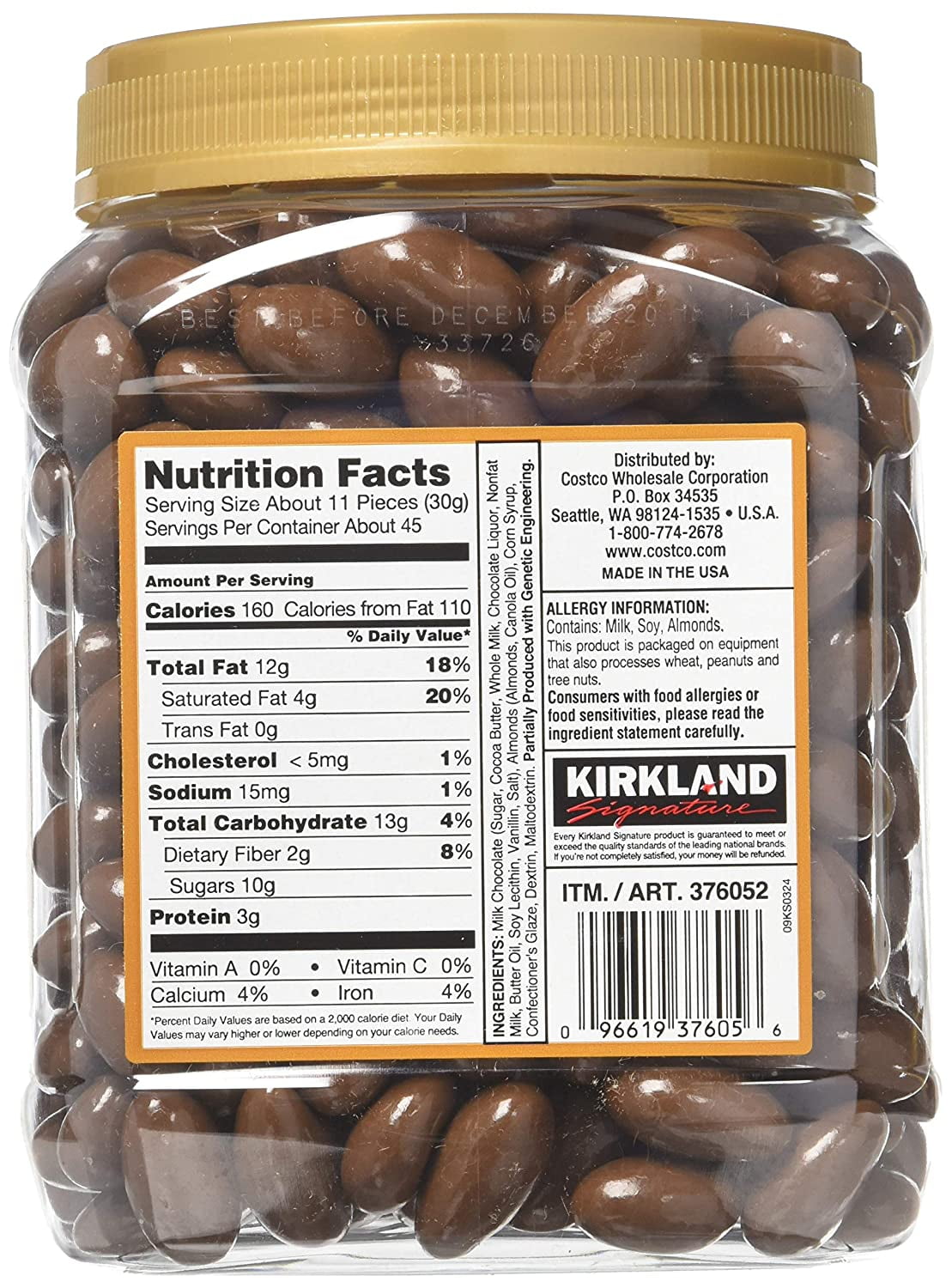KS Milk Chocolate Covered Almonds, 48 oz