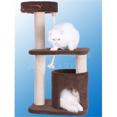 Armarkat 3-Tier Carpeted Real Wood Cat Tree Condo 3-Tier Carpeted Real Wood Cat Tree Condo - Brown