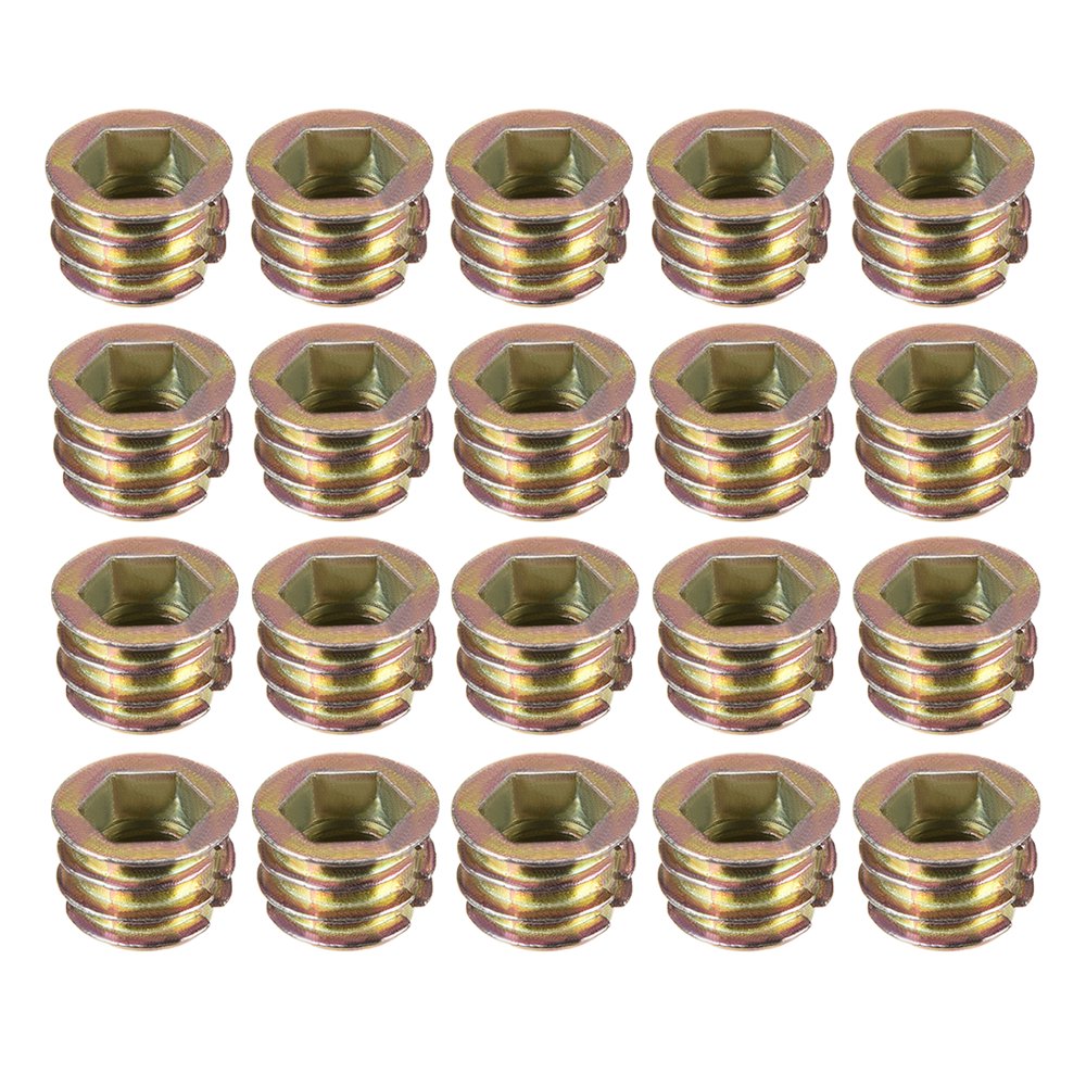 Threaded Insert Nuts Zinc Alloy Hex Socket M8 Internal Threads 10mm Length 20pcs