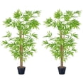 thumbnail image 1 of Outsunny Artificial Bamboo Tree Set of 2, 5ft Fake Decorative Plant in Pot, 1 of 10