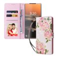 thumbnail image 2 of Nalacover Wallet Case for Samsung Galaxy S23 Ultra, Bling Flower Pattern PU Leather Wrist Strap Handbag Magnetic Clasp Flip Cover with Kickstand Card Slots Holder Soft Silicone Shockproof Case, Rose, 2 of 8