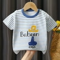 thumbnail image 2 of Little Boy's Short Sleeved T Shirt Kids Cartoon Striped Tee Summer Causal Crew Neck Top Shirt for 6 Months-6 Years, 2 of 9