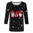thumbnail image 4 of Meichang T-Shirts à Manches 3/4 pour Femmes Mignons Gnomes de Noël Graphiques Coupe Ample Col Rond Automne Hauts Xmas Chemises de Noël Grande Taille, 4 of 4