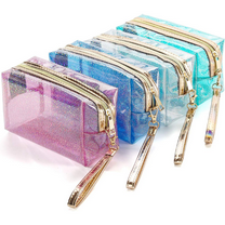 4pcs Waterproof Cosmetic Bags for Women, PVC Transparent Zippered Toiletry Bags with Handle Straps, Portable Clear Makeup Bags with Zipper