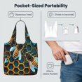 thumbnail image 4 of Honeycomb Bee Starry Bee Honey Foldable Reusable Shopping Bag Large Capacity Tote Handbag Storage Pouch for Travel Work, 4 of 6