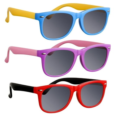 HEQUSIGNS 3 Pack Kids Polarized Sunglasses, Polarized Eyewear TPEE Rubber Flexible Frame for Boys Girls Age 3 - 10