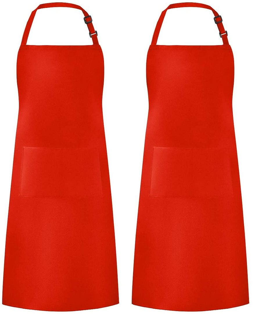 Semfri 2 Pack Adjustable Bib Apron Waterdrop Resistant with 2 Pockets