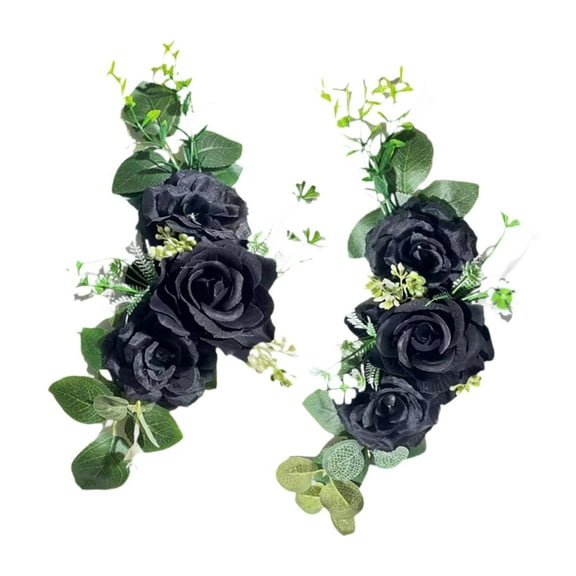 Dualoai 2 Pieces Artificial Flower Swags Decor Hanging Creative Craft Wreath Door Floral Black