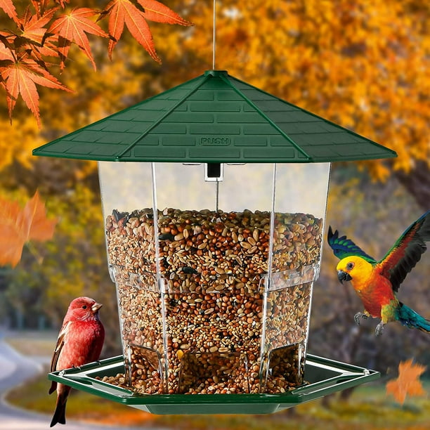 PHANCIR Bird Feeder for Outdoor Hanging, 2.2 Lbs Capacity Latch Feature