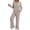 Khaki, variant on Women's Pajama Set Two Piece Long Sleeve Knit Lounge Set with Pockets Button Down Top and Drawstring Pants Sleepwear