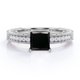 thumbnail image 4 of JeenMata Anillo Nupcial con Diseño de Hojas de Cuarzo Rutilado Negro Druzy Transparente en Forma de Lágrima de 1 Quilate con Engaste en Garras en Baño de Oro Negro de 18 K sobre Plata, 4 of 6