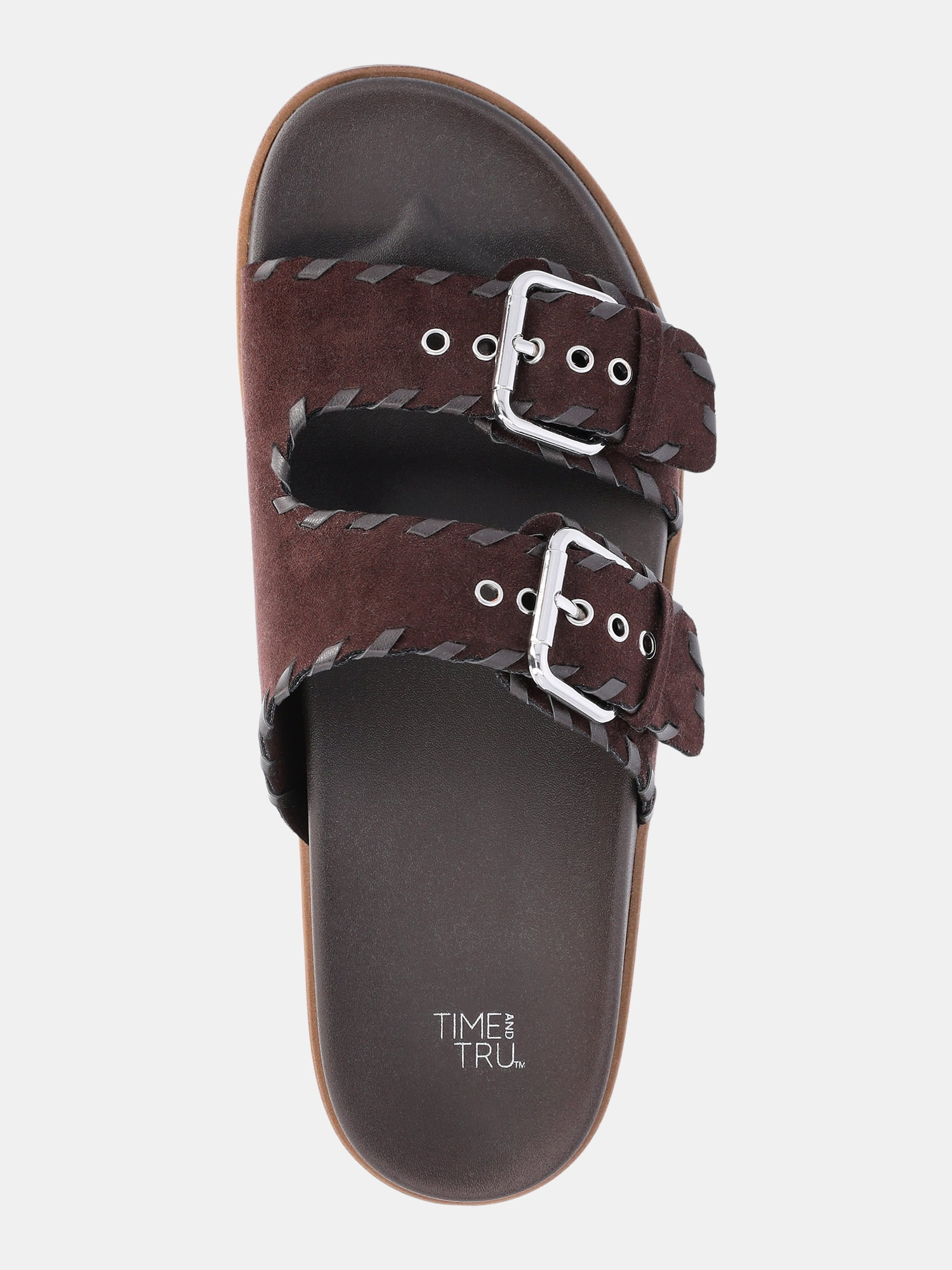 Time and Tru Women's Whipstitch Footbed Sandals
