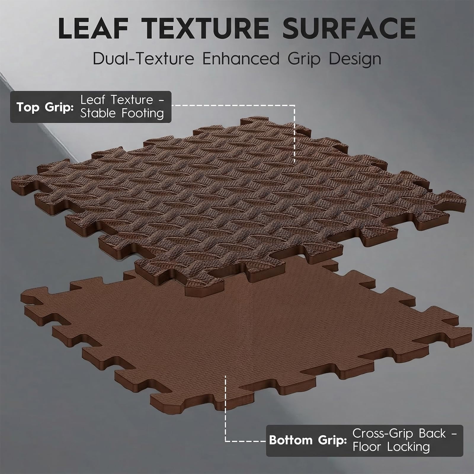 18 Tiles Puzzle Exercise Mat, EVA Interlocking Foam Floor Tiles, Non-Slip, Protective, Water-Resistant Flooring for Home Gym & Workout Equipment, 12.6" x 12.6" x 0.4", 18 Sq Ft