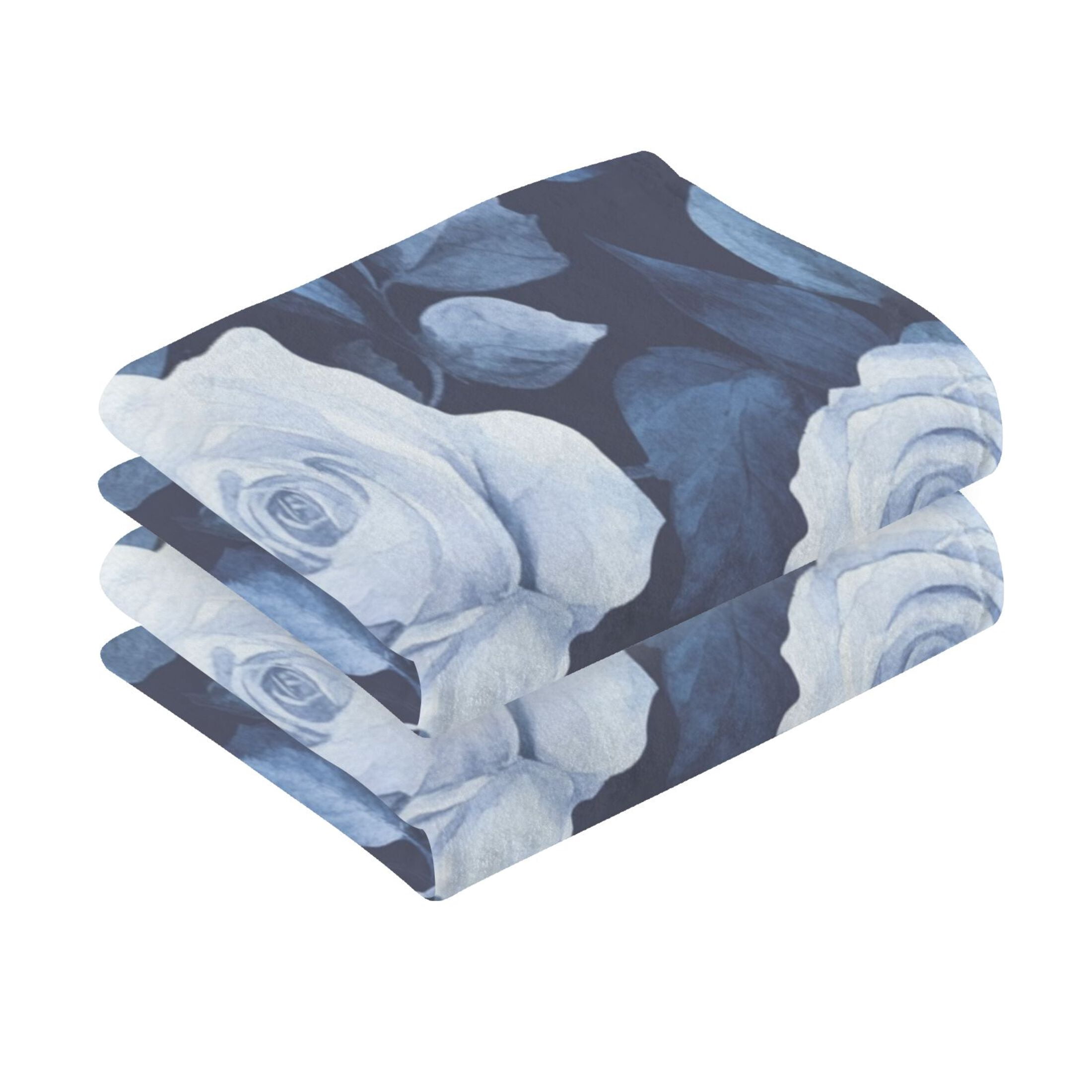 Cotton Towel Two-Piece 16x28 Inch One Sizex2 Face Towel Set Towel Set Cotton Hand Bath Towel Bathroom Beach Teal Roses