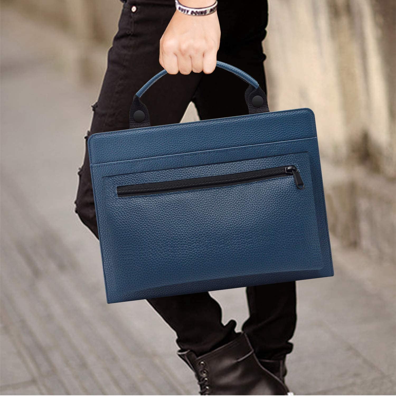 Lenovo IdeaPad 120S 11.6" Laptop Sleeve, Lenovo IdeaPad 120S 11.6" Laptop Leather Protective Case with Accesorries Bag Handle, Laptop Case for Lenovo IdeaPad 120S 11.6" (Blue)