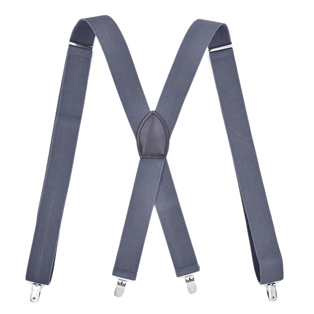 Dadaria Mens Suspenders XBack 3.5cm Wide Adjustable Solid Straight