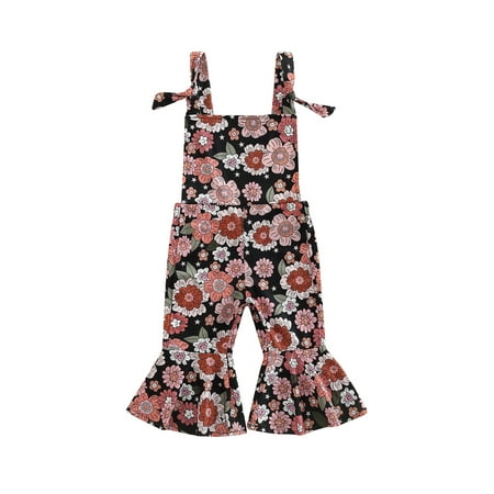 

Suagox Baby Kid Girl Romper Sleeveless Off Shoulder Flower Print Loose Long Ruffle Romper 6 Months to 4 Years