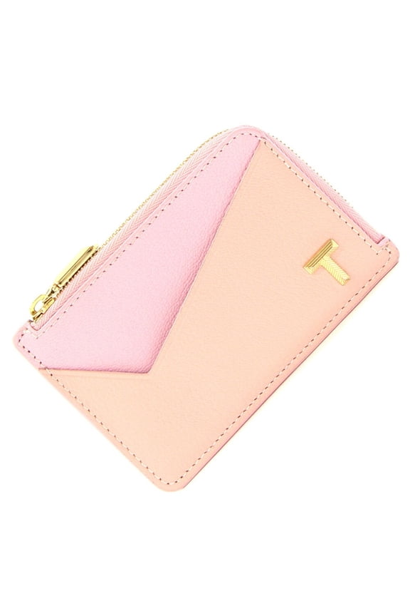 Pre-Owned Tiffany & Co. coin case, T zip card pink leather mini wallet, purse,... (Good)
