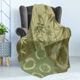 thumbnail image 4 of Bamboo Print Soft Flannel Fleece Throw Blanket, Circle and Bamboo Silhouette over Vintage Color Oriental Eastern Patchwork Art, Cozy Plush for Indoor and Outdoor Use, 60" x 80", Green, by Ambesonne, 4 of 5