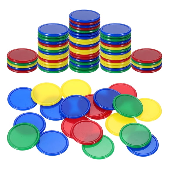 Uxcell 100 Pack 1 Inch Plastic Poker Chips, Mini Bingo Chips Learning Counters Counting Counters Disks Markers Opaque Game Tokens for Game Play Math Counting, Green/Red/Yellow/Blue