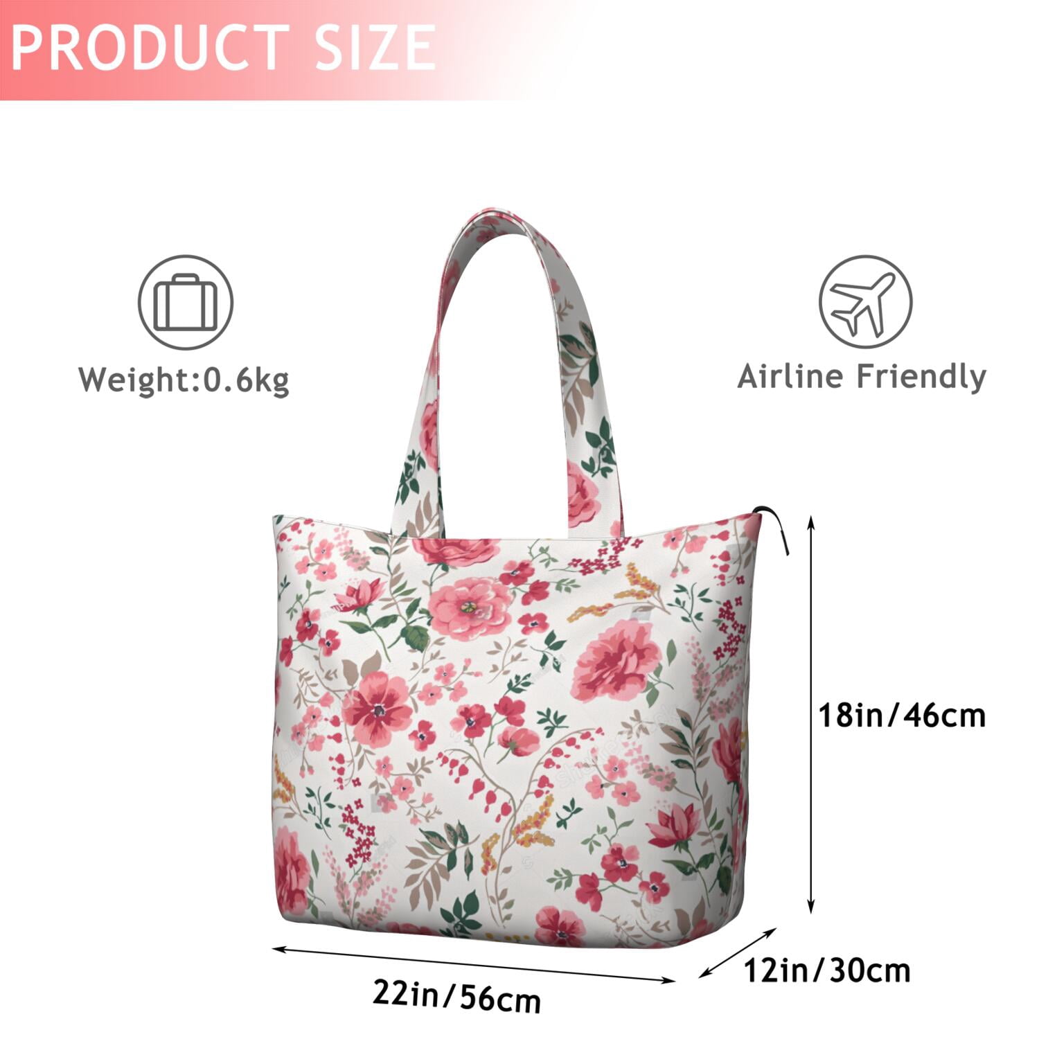 Pioneer Flower Floral Print Pattern Travel Tote Bags for Women Carry On,Large Weekender Bags for Women Travel,Multi Functional Duffle Bag for Work,Shopping,Sports
