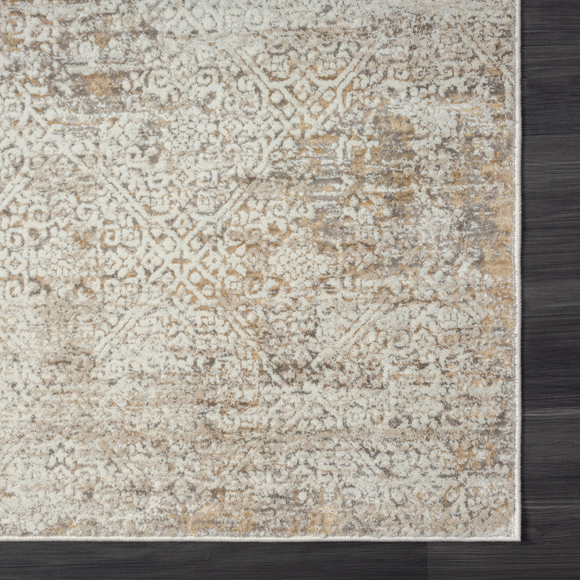Ox Bay Claire Damask Transitional Performance Polyester Indoor Runner Rug, Gray/Beige, 2' x 10'