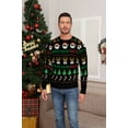 thumbnail image 3 of QDG Mens Ugly Christmas Sweater Reindeer Snowflakes Funny Fairisle Pullover Knit Crewneck, 3 of 8