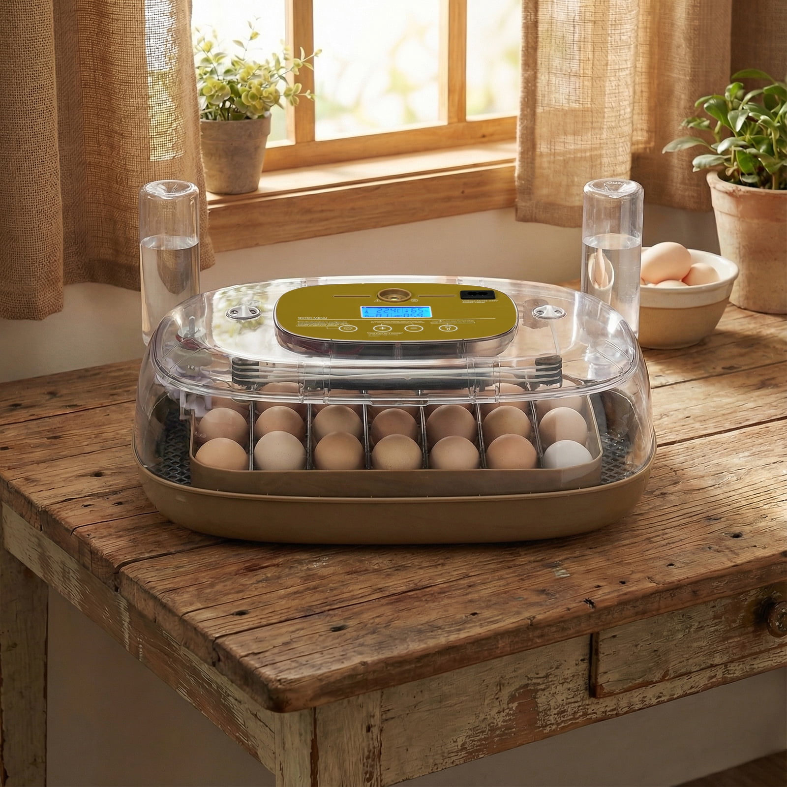 24 Eggs Incubator with Automatic Egg Turning, 110V Digital Poultry Hatcher with LED Egg Candler, Temperature & Humidity Control, Auto Water Adding, for Chickens Ducks Quails