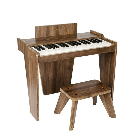 Piano digital ZIPPY Kids de 37 teclas con banco y cancionero, color nogal