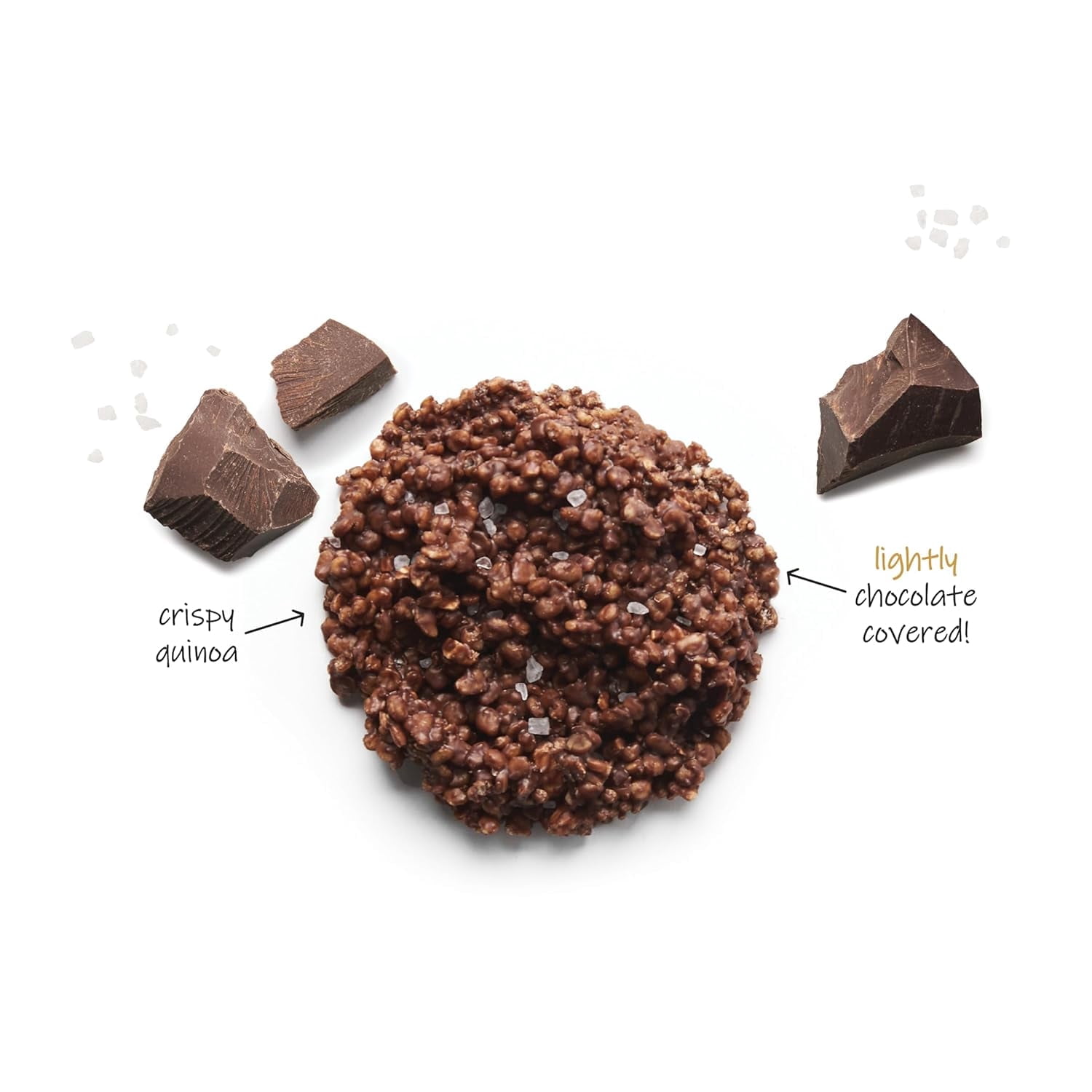 Undercover Snacks Chocolate Quinoa Crisps Gluten Free Non GMO Dark Chocolate + Sea Salt  3 oz  Pack of 3