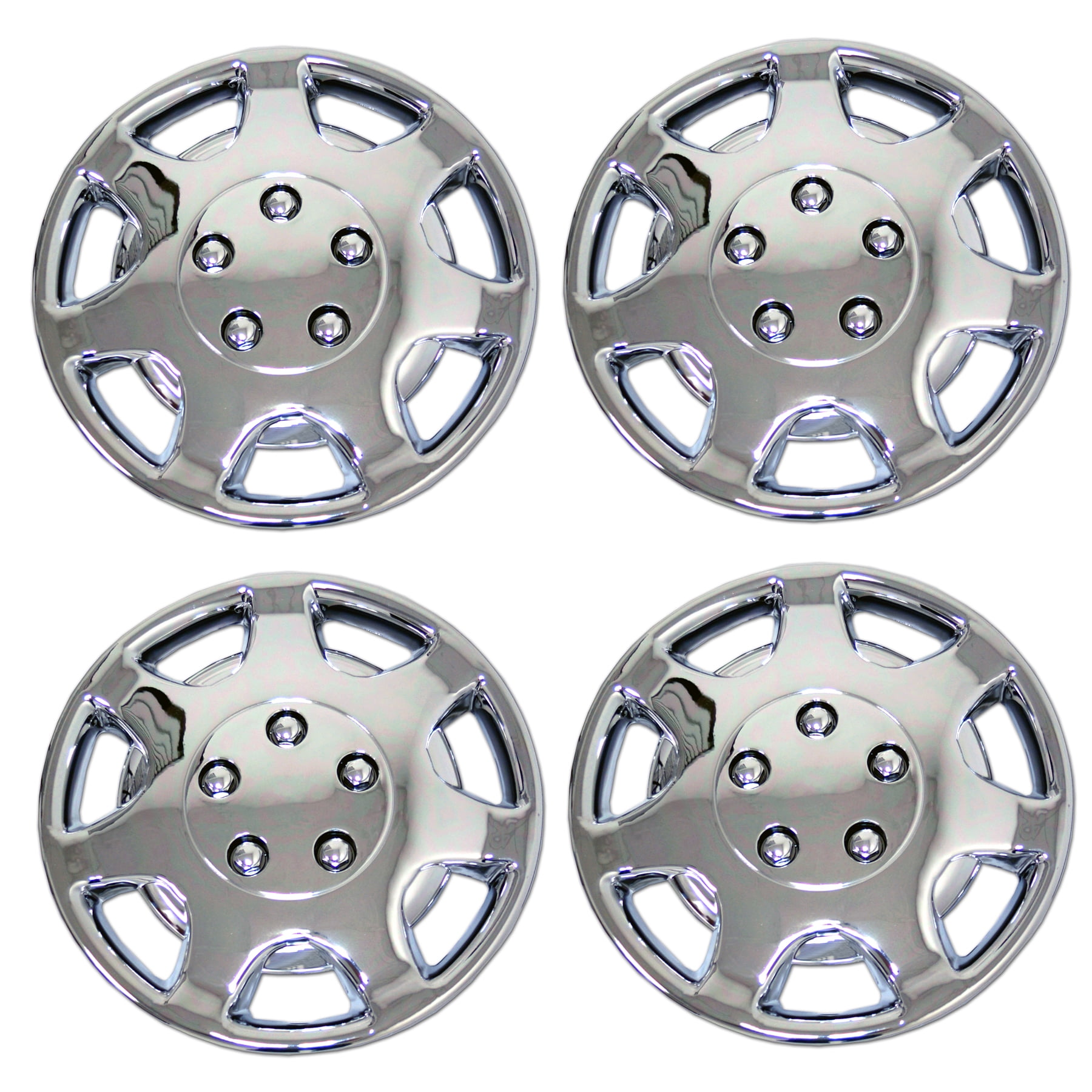 Set of 4 Chrome Finish Hubcaps 14" WSC3107C14 Hub Caps Wheel Skin