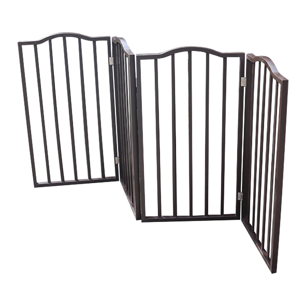 Gzxs 72" Folding Dog Gate, Freestanding Pet Gate for Halls, Stairs & Home, Pet Puppy Safety Dog Fence (Brown)