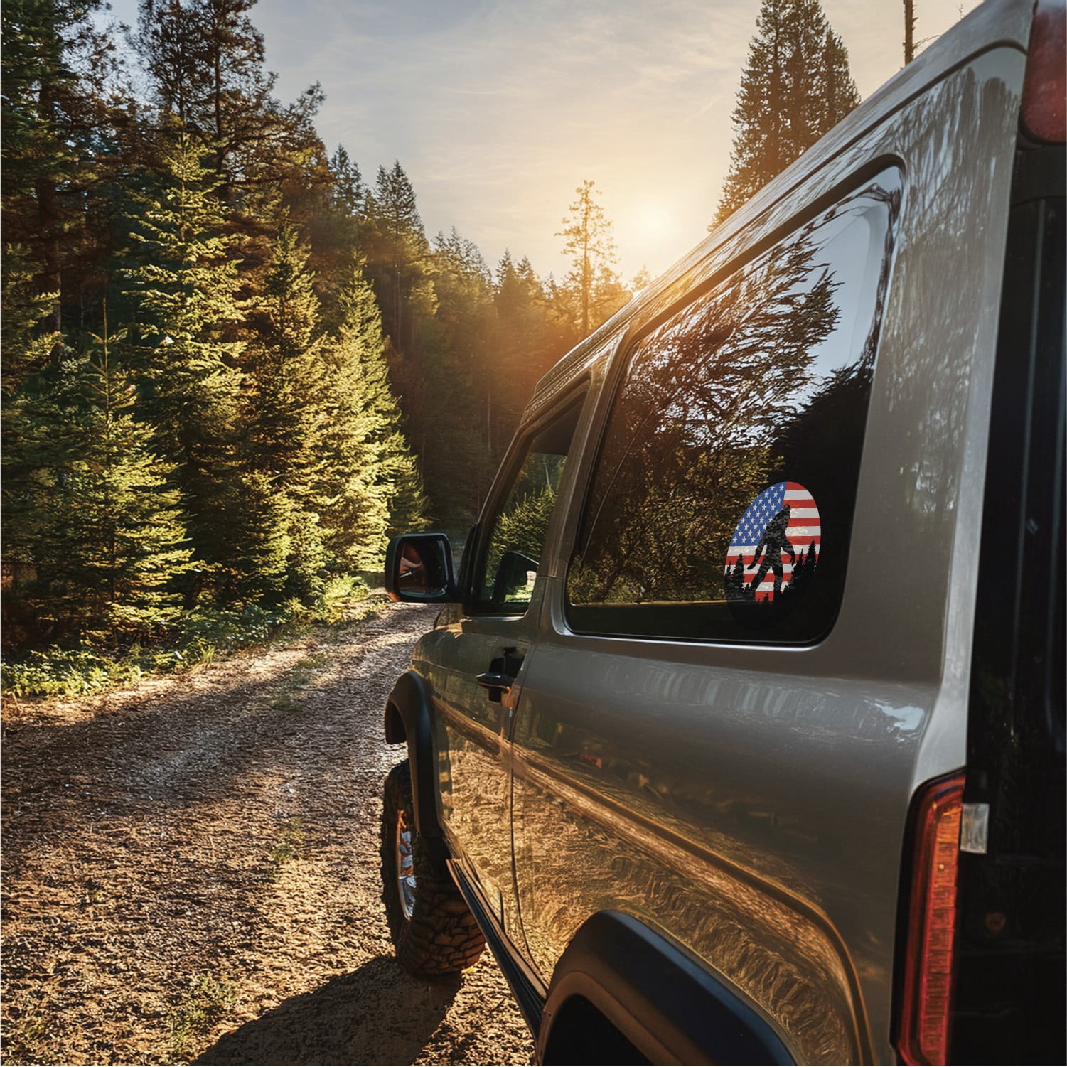 (2 pack) Auto Drive Bigfoot Americana Vinyl Automotive Decal, 4.5” x 4.5”