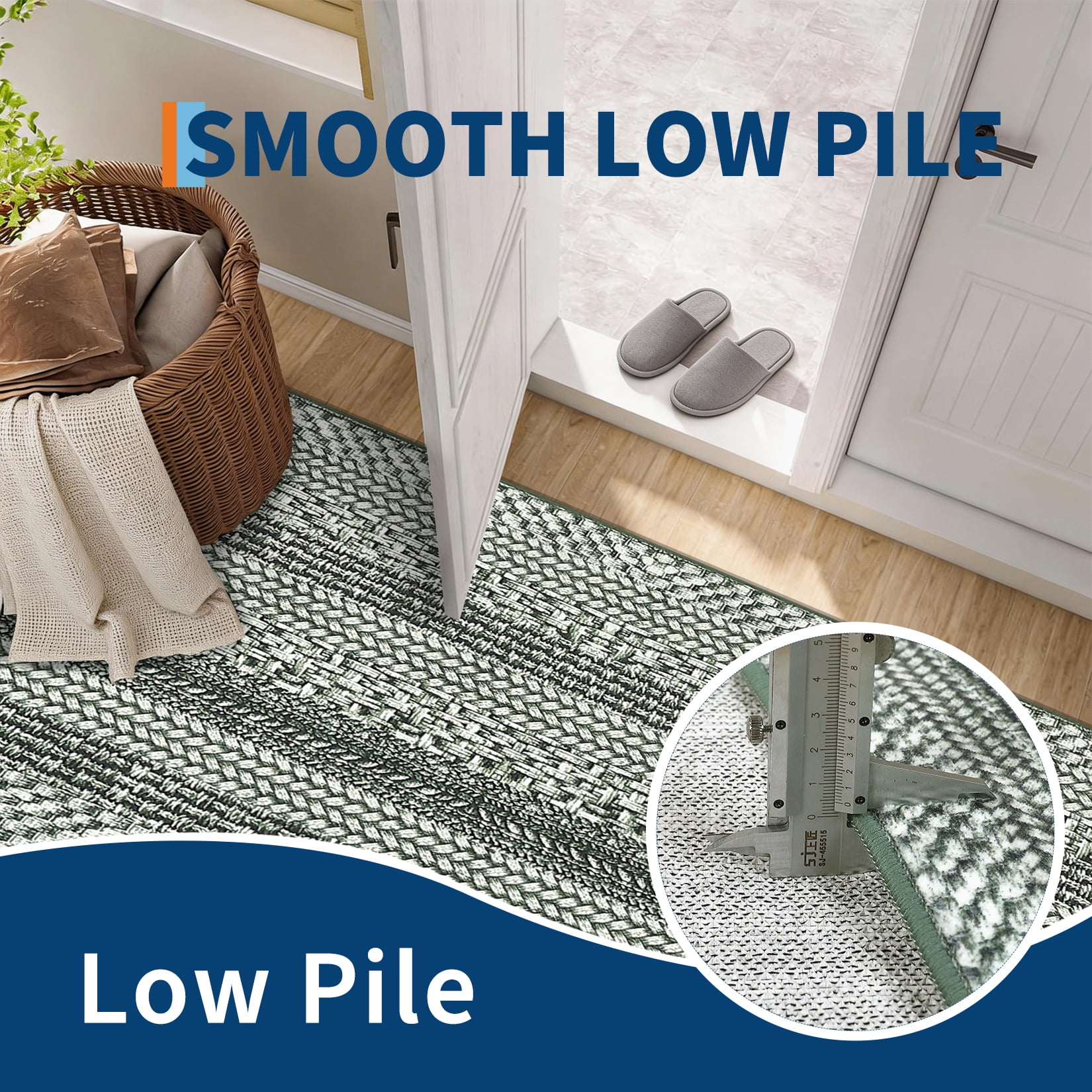 HIWEAVER Green Foldable Area Rug for Living Room 4' x 6' Washable Bordered Digital Printed Geometric Indoor Carpet Decor