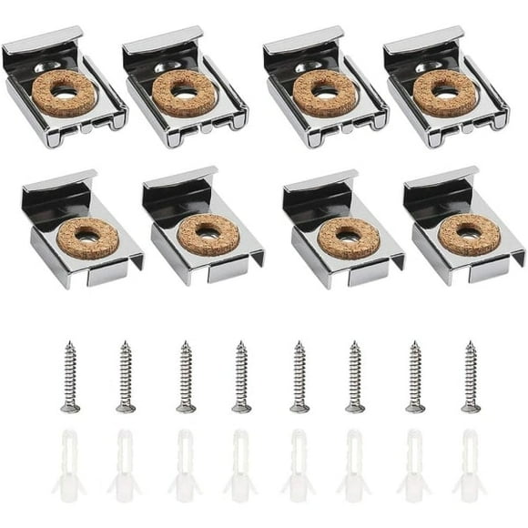 pcs Premium Mirror Clamps Mirror Holder Frameless Glass Wall Mount Bracket Kit, Mirror Hanger, for Living Room Bathroom